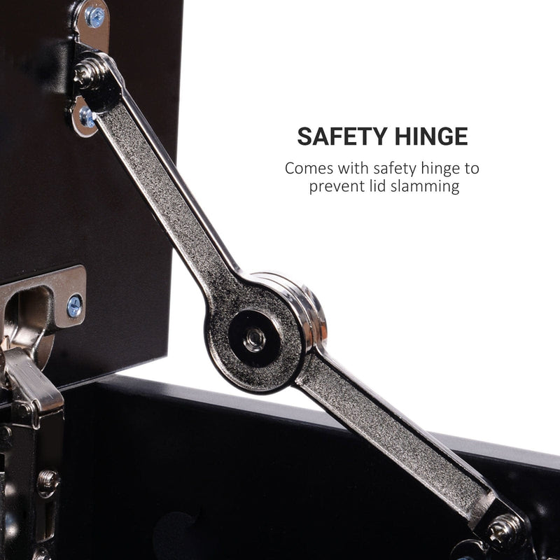 Black Wooden Storage Box Ottoman With Lid