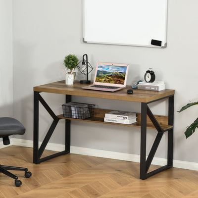Home Office Desk, Shelf, Computer Table, Black/Brown Homcom