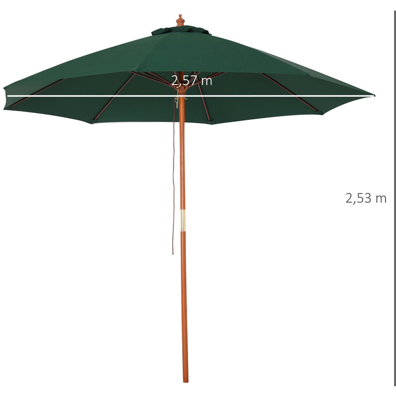 2.5m Wooden Garden Parasol - Top Vent