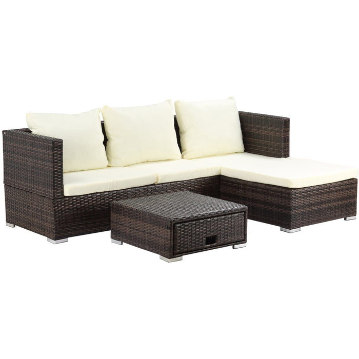 Rattan Corner Garden Sofa Set with Coffee Table