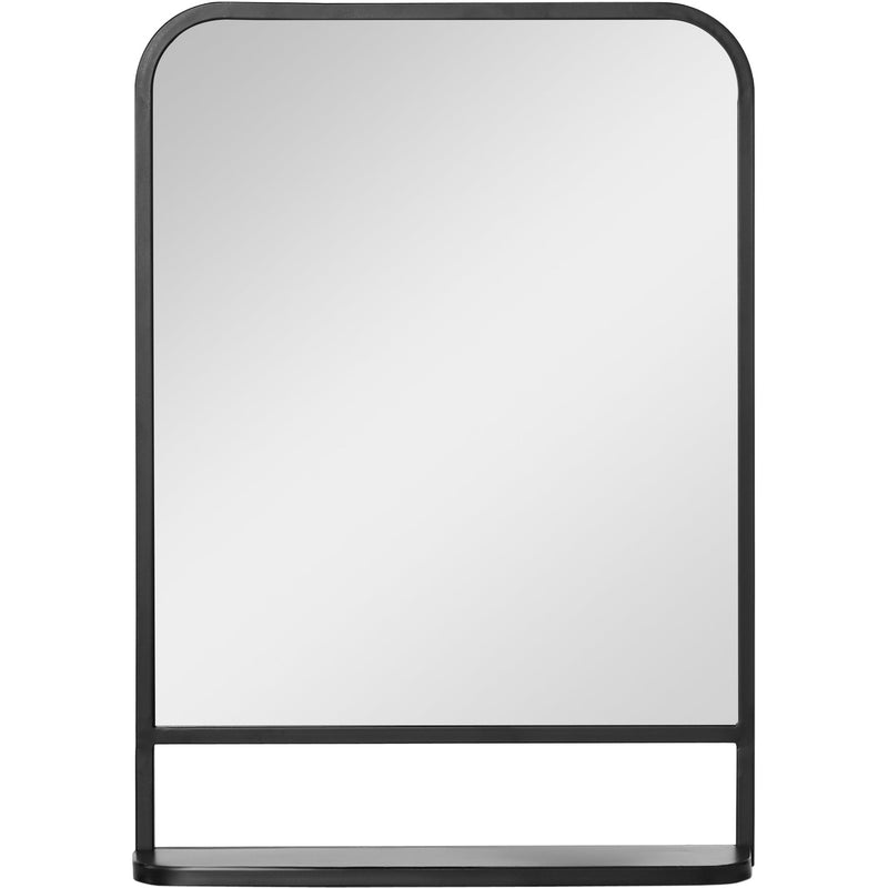 Modern Wall Mirror with Shelf, 70x50 cm, Black