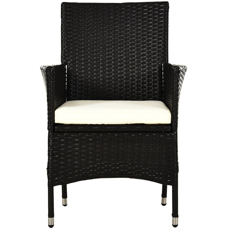 Garden Furniture Bistro Set, 2 Rattan Armchairs and Table