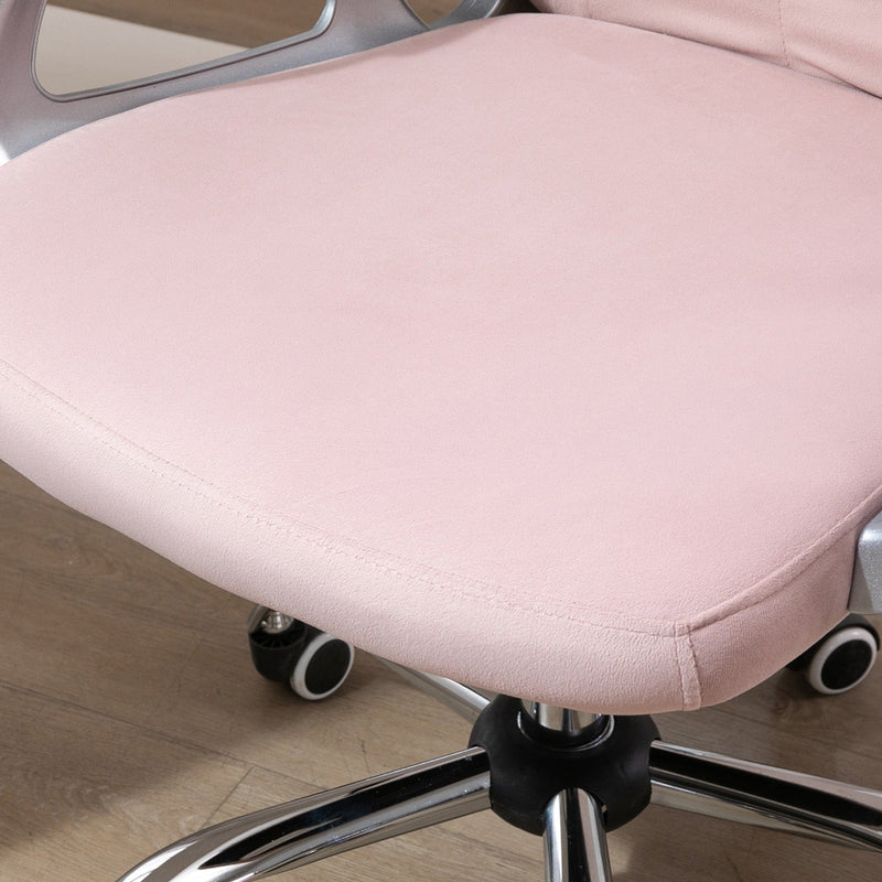 Pink Diamond Tufted Velour Swivel Office Chair