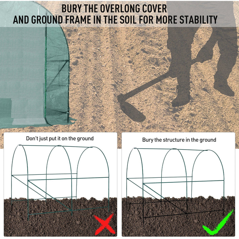 Walk in Tunnel Greenhouse, Grow Flowers, Plants, 8x6.5ft
