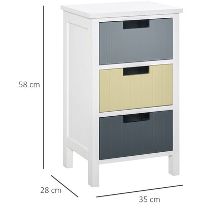 3 Drawer Storage Tower, Wood Top, Bedroom/Nursery/Hallway Homcom