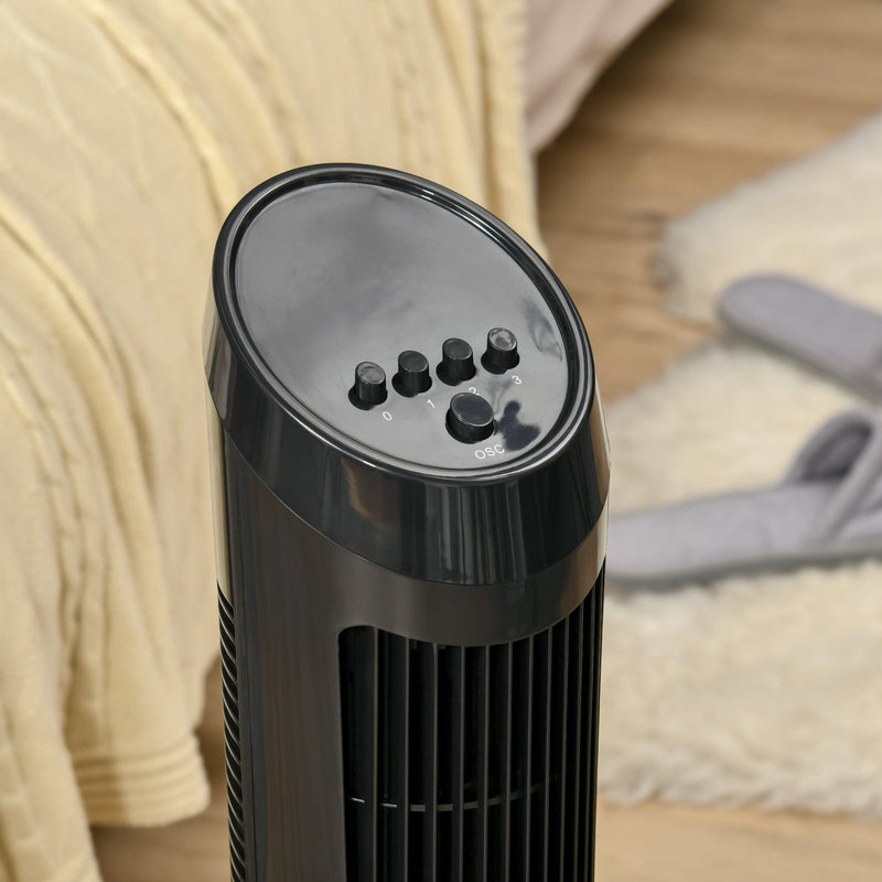 Black 30" Oscillating Tower Fan: 3 Speeds, Ultra Slim Homcom