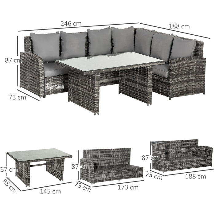 5 Seater Rattan Corner Dining Set with Cushions