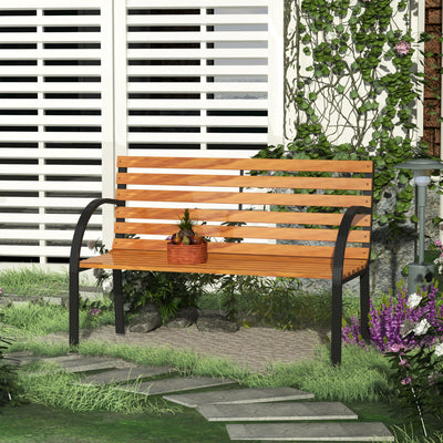 Slatted Garden Bench Outsunny