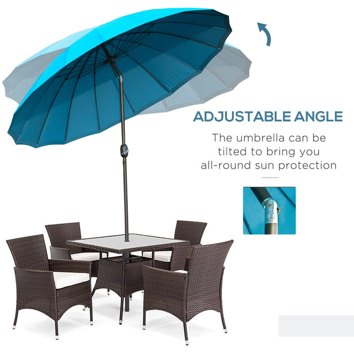 Round Patio Parasol, 2.5m, Tilt Crank, 18 Ribs