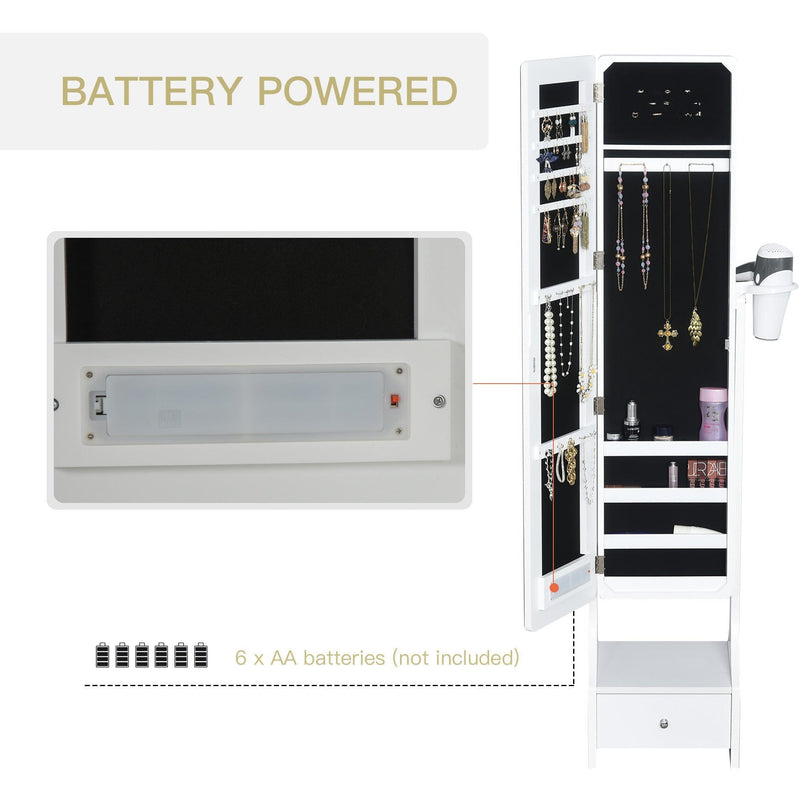 Freestanding Jewellery Cabinet With Lights, White