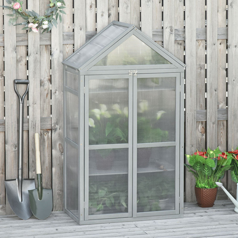 Greenhouse Cold Frame, Shelves, Double Doors, 80x47x138cm