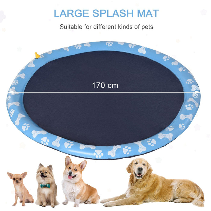 170cm Dog Sprinkler Splash Pad, Non-slip, Blue