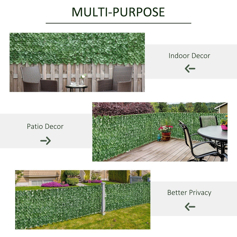 Artificial Leaf Hedge Screen, 3M x 1M, Outdoor/Indoor, Green