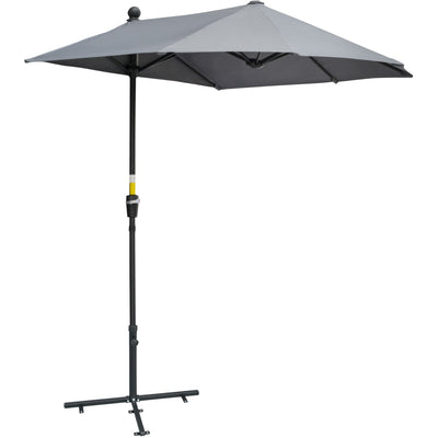 2m Half Garden Parasol, Dark Grey Outsunny