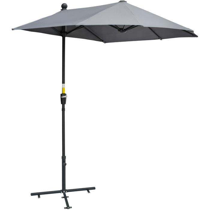 2m Half Garden Parasol, Dark Grey