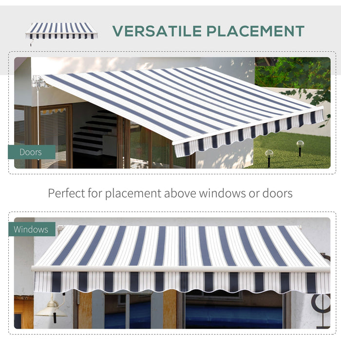 Manual Retractable Garden Patio Awning, 2.5m x 2m