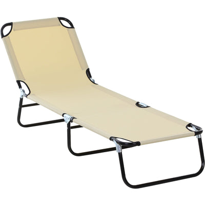 Folding Sun Lounger, 5 Point Adjustable Back Outsunny