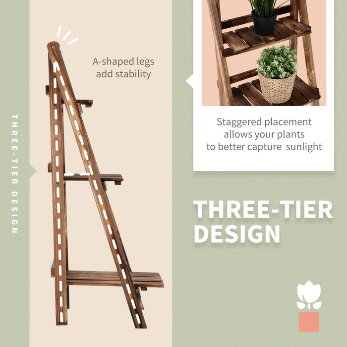 3 Tier Folding Wooden Garden Planter Display Stand