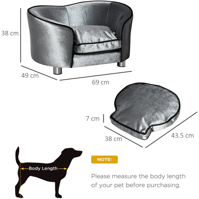 Small Pet Sofa with Storage Pocket, Removable Cushion