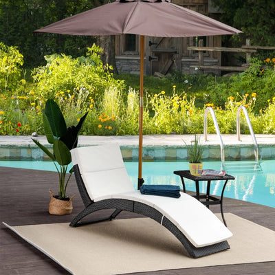 Curved Rattan Sun Lounger With Cushions Outsunny