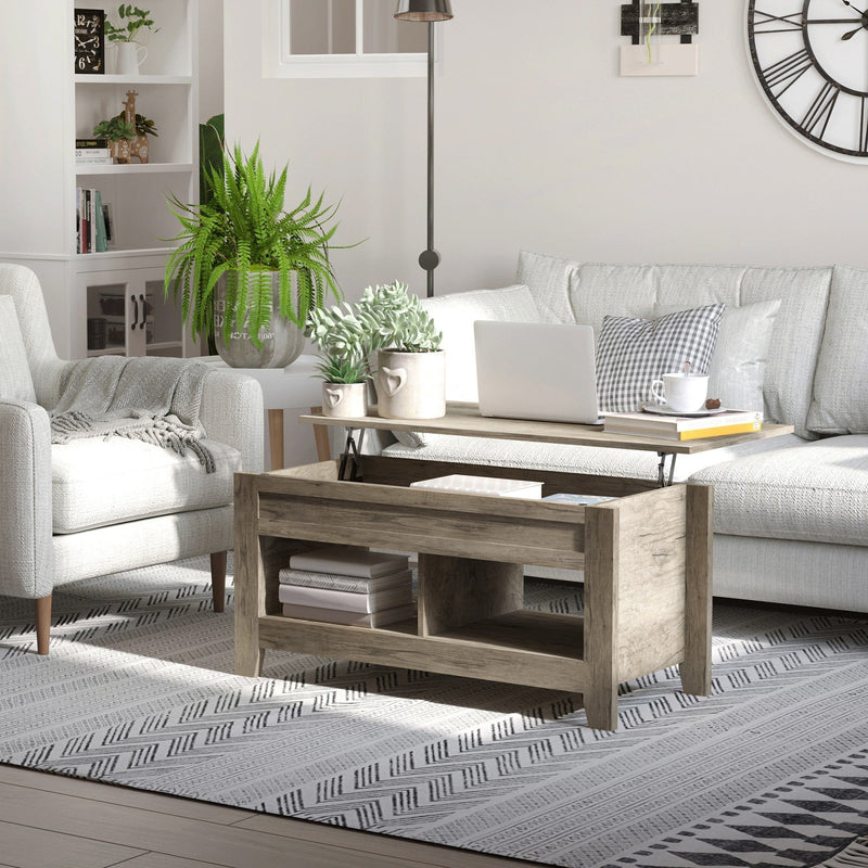 Rectangular Coffee Table with Storage And Lift Top