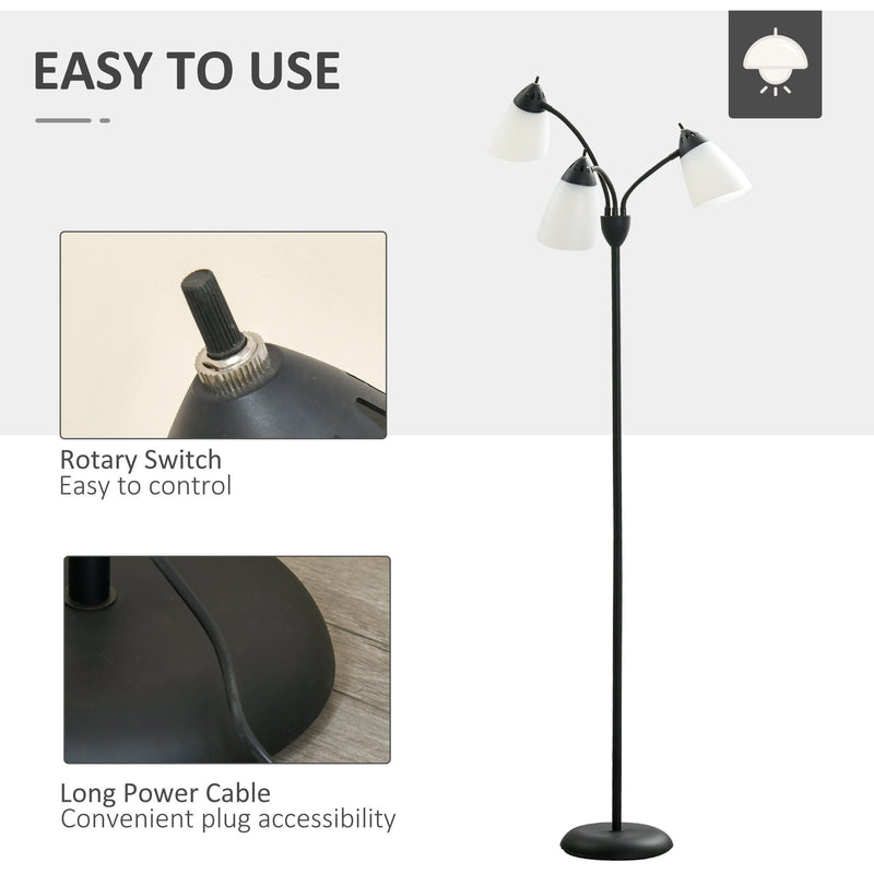 Arc Tree Floor Lamp, 3 Rotating Lights, Steel Frame