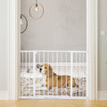 Pressure Fit Pet Safety Gate, Metal Fence, 72-107cm, White Homcom