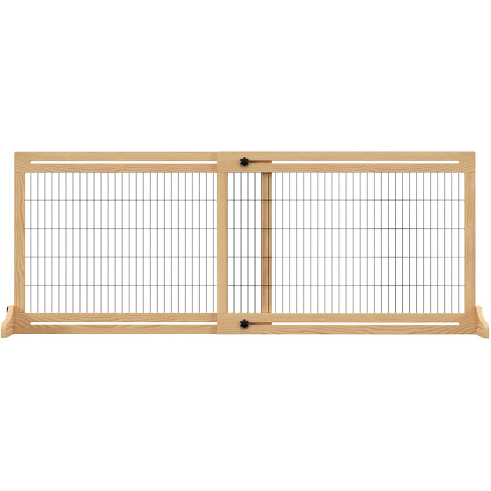 PawHut Freestanding Wooden Pet Gate - Natural