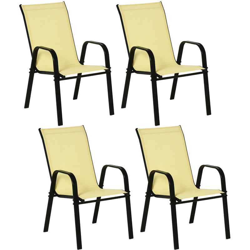 Set of 4 Stackable Patio Chairs, Yellow