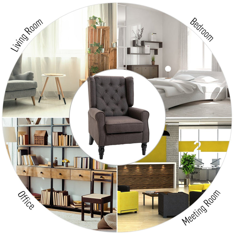 Brown Retro Wingback Accent Chair