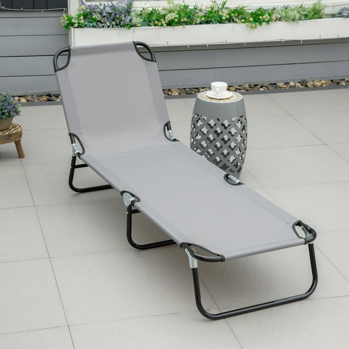 Folding Sun Lounger, 5 Point Adjustable Back