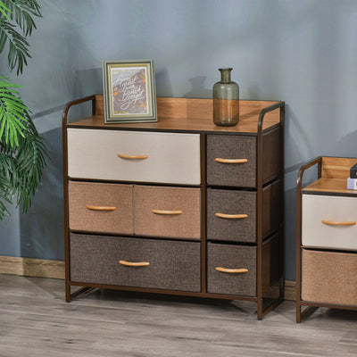 7-Drawer Fabric Dresser, Mixed Brown/Beige Homcom