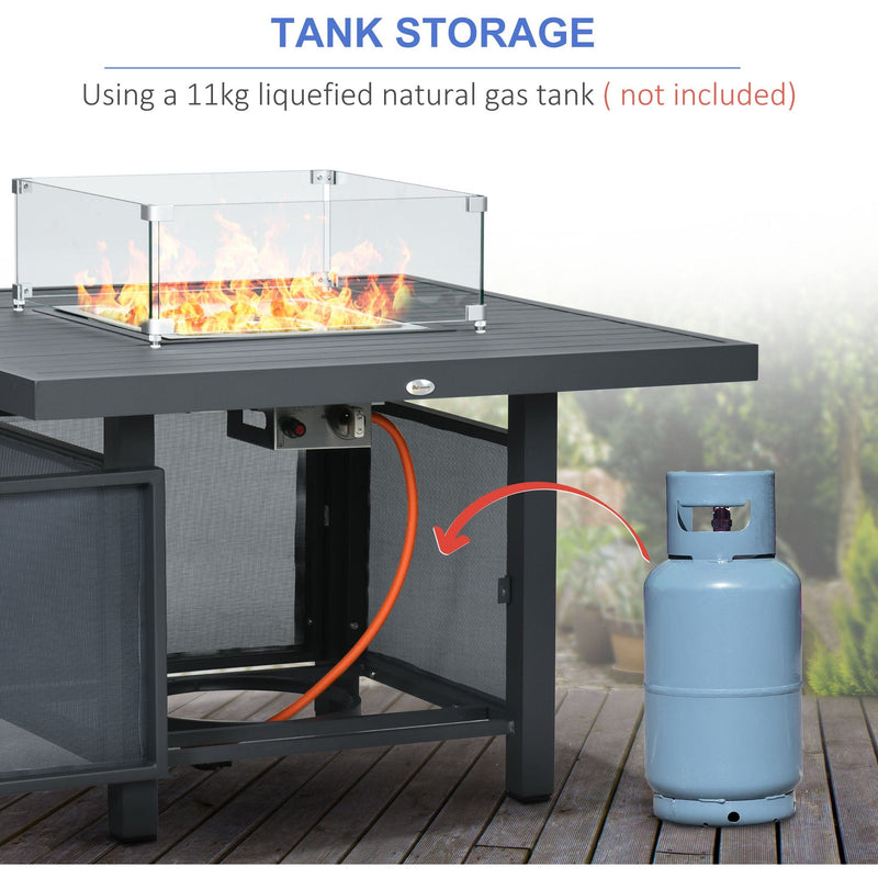 Garden Furniture With Fire Pit Table, 7 Seater Corner Sofa