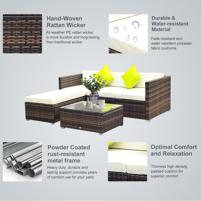 4 Seater Outdoor Rattan Sofa Set with Coffee Table, Cushions