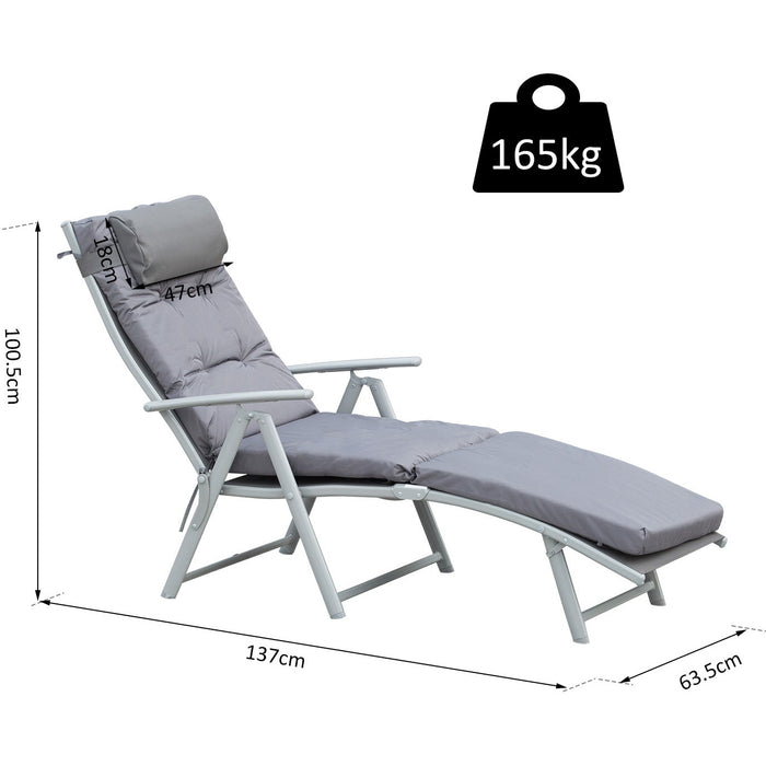 Patio Texteline Sun Lounger, Foldable, Pillow, Cushion