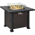 Outsunny Rattan Gas Fire Pit Table  Black 82x82x66cm Outsunny