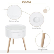 Modern Round Wooden Coffee Table Storage - White Homcom