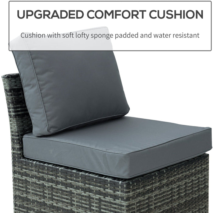 5 Seater Rattan Garden Sofa Set With Canopy, Grey