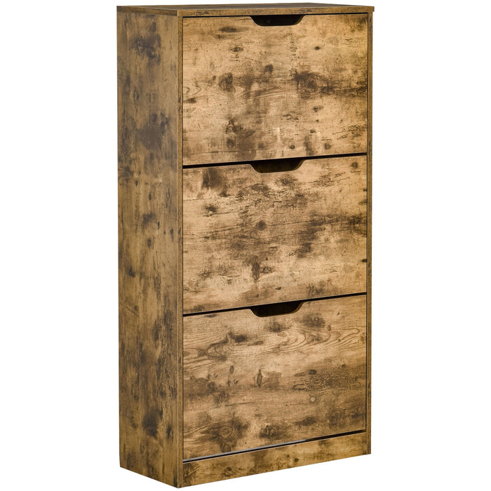 Rustic Shoe Cabinet With Doors, Holds 12-18 Pairs