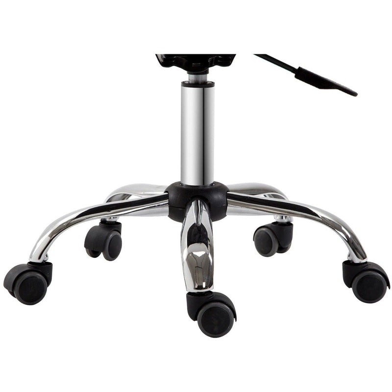 Salon Chair With Wheels, White Faux Leather