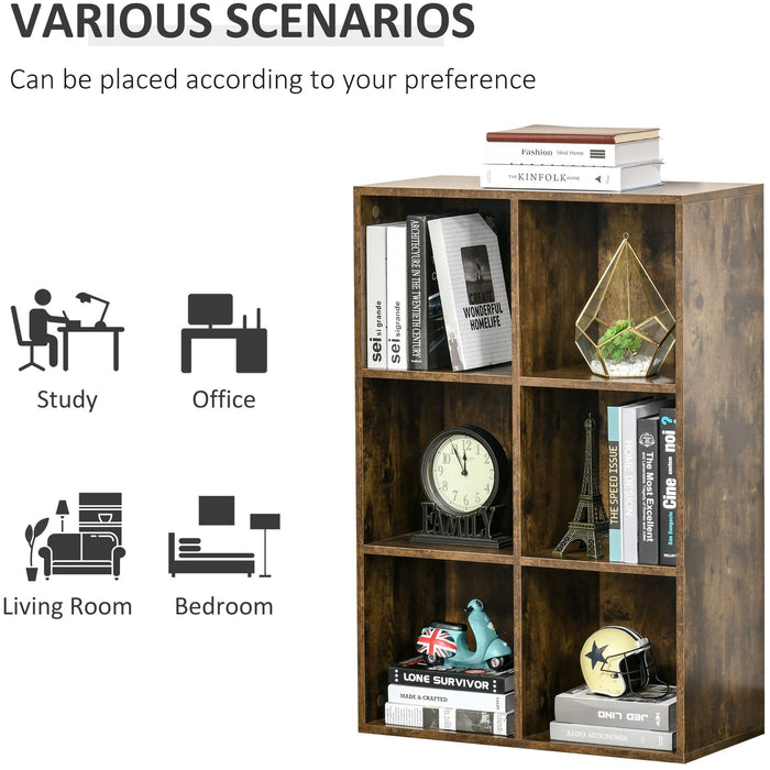 Rustic Brown 6 Cube Bookcase
