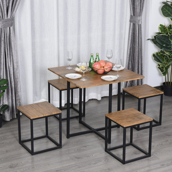 Table and Stool Set, 5-Pc Industrial Style Metal Frames