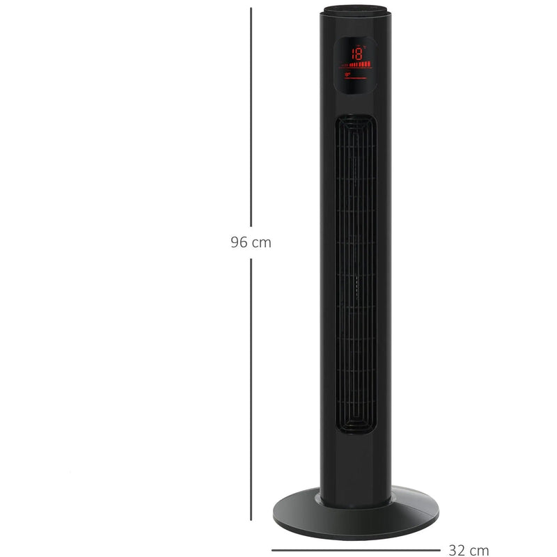 38" Tower Fan with Remote, 3 Speed, 12h Timer, Oscillation Homcom