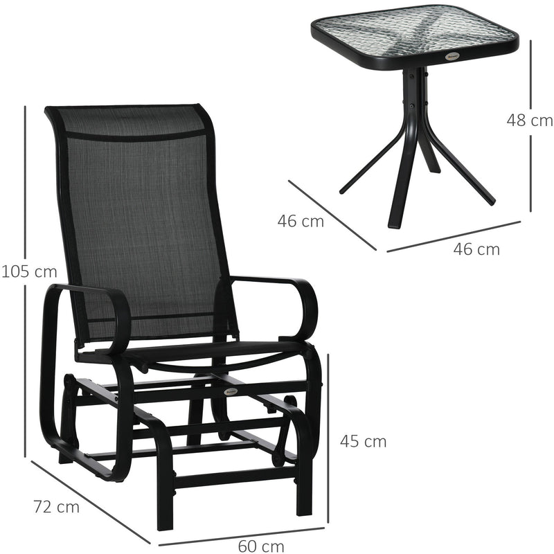 3-PC Outdoor Gliding Rocking Chair Set with Tea Table