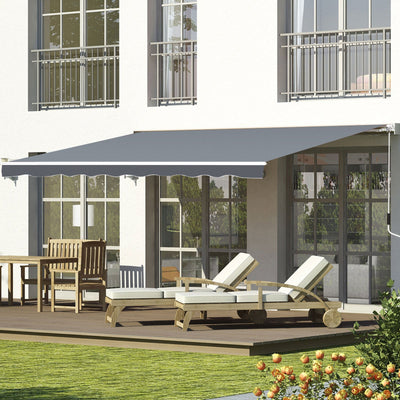 Manual Awning For Patio, 2.5m x 2m, Retractable, Grey Outsunny