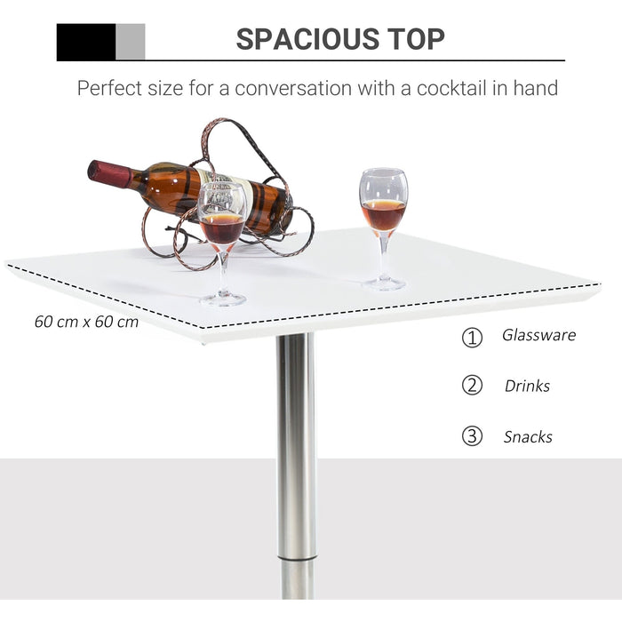 White Square Adjustable Bar Table