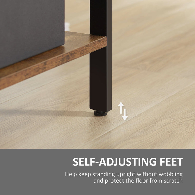 5 Shelf Industrial Bookcase, Rustic Brown, Metal Frame