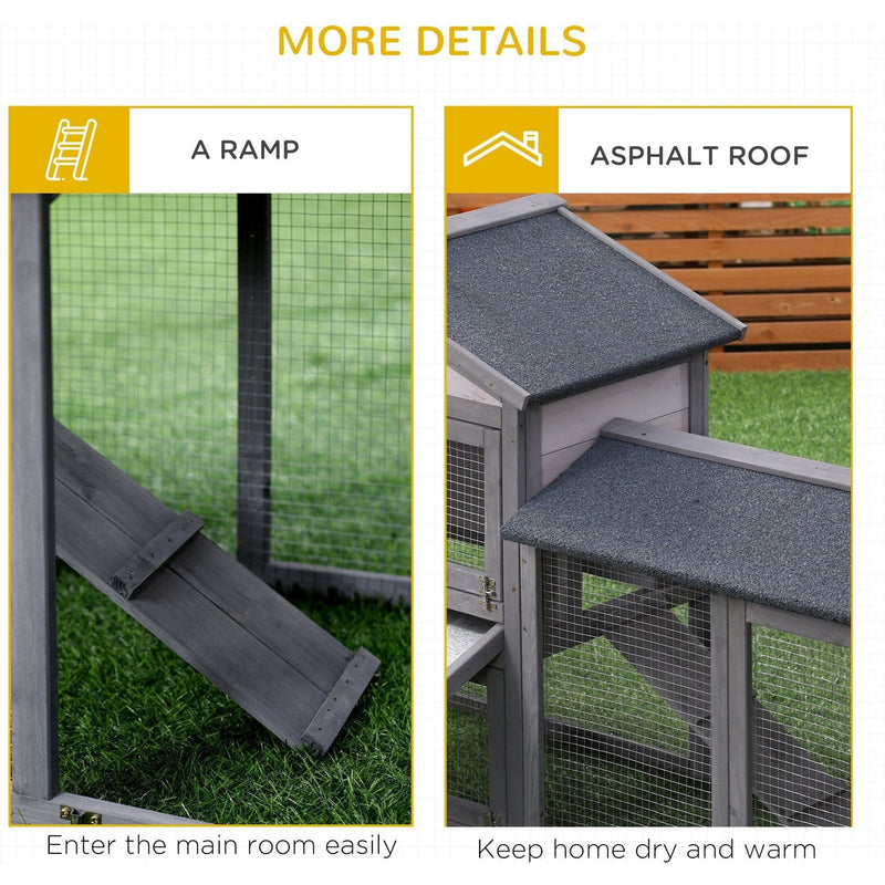 Wooden Rabbit Hutch with Water Resistant Roof, 147cm
