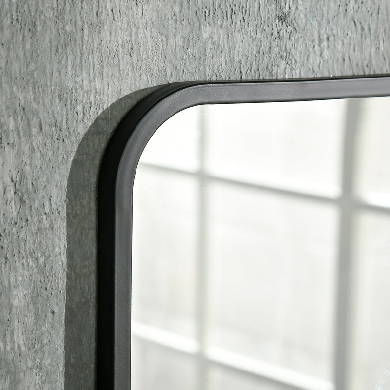 Rectangular Wall Mirror With Shelf, Black Frame