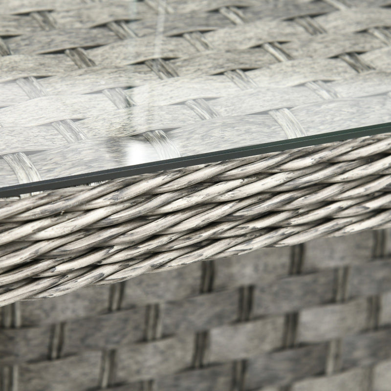 9 Seater Rattan Corner Sofa with Fire Pit Table & Footstools